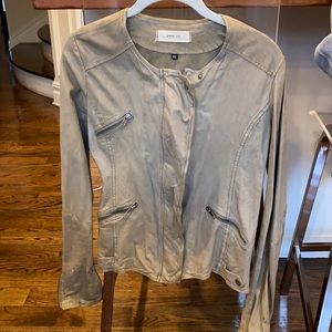 Jakett taupe leather collarless jacket size XS